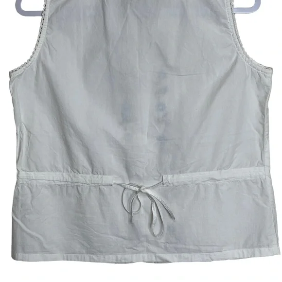 New Direction Floral Embroidered White Top Crochet Sleeveless Button Up Size M - Picture 8 of 10